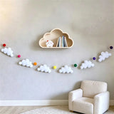 Nordic Felt Cloud and Pompom Garlands String Wall Hanging Decor Kids Room Bed Curtain Hanging Ornaments Party Banner Photo Props