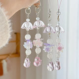 Abutilon Flower Crystal Beaded Charm Phone Pendant Crystal Wristband Keychain Bracelet Lanyard Cord