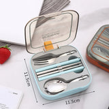 Stainless Steel Folding Cutlery Set with Storage Case Portable Fork, Spoon, and Chopsticks 3Pcs Set Outdoor Tableware