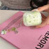 Green Butterfly Earphone Cases For AirPods Pro 3 4 Air pods AirPod 1/2 Pro2 with Key chain Bluetooth Headphone Protective Cover