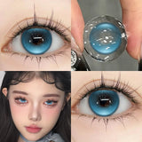 1 Pair Hot Sale Blue Comic Eye Fashion Color Contact Lenses Lady with Eye Soft Green Gloss Eyes Diopters Myopia Degree