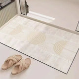 Abstract Geometric Line Art Bathroom Mat Soft Neutral Color Absorbent Non-Slip Quick Drying Home Entrance Floor Mat