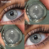 1 Pair Green Colored Contact Lenses Natural Gray Pupils Eyes Contact lenses Soft Lenses 14.00-14.50mm Annual Use
