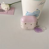 Cute Black Stars Pattern Earphone Case for AirPods 1 2 3 4 Pro Pro2 Purple Striped Headphone Cover With Pendant