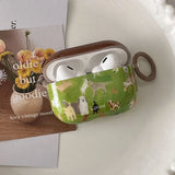 Cute Green Lawn Puppy Dog Shockproof Protective Case Cover for AirPods 1 2 3 AirPods Pro Pro 2 Soft Silicone Gloss Bumper Coque
