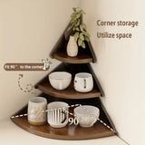 Space Saving Corner Shelf Organizer Wooden Cup Holder for Kitchen Office Cafe Countertop Storage Rack Desktop Organization