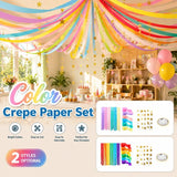 Crepe Paper Streamer Set Birthday Christmas Easter Home Party Hanging Decor Wedding Birthday Party Backdrop Colorful Paper Crepe
