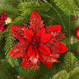 5/10Pcs 14cm Glitter Artificial Christmas Flowers Xmas Tree Ornaments Merry Christmas Decorations for Home New Year Gift Navidad