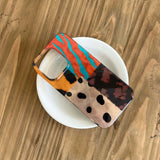 Vintage montage ins phone case for iphone 14promax 15pro 13 16 15 12 pro max 16promax 13pro 14 leopard zebra stripes amber cover
