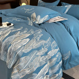 4Pcs Cotton 100% Light Luxury High-End Style 140 Long Staple Cotton Full Set Of Bedding Duvet Cover 200x230 220x240 Four Seasons