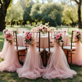 50-10pieces 200x75cm gauze Chair Back Veil Wedding Chair Sashes Wedding Chair Bows Covers Ribbon Party XMS Aisle Chair Decor
