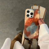 Korean INS Gradient Color Ripple Texture Double Layer Chic Phone Case for iPhone 16 15 14 13 Pro Max Back Phone Cover Capa