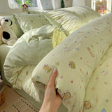 Ikeehome  new class A super soft washable four-piece cartoon quilt cover dormitory bed sheet three-piece bedding