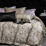 600TC Lyocell Cotton Flowers Jacquard Soft Silky Bedding Set Queen King Size Duvet Cover Bed Sheet/Fitted Sheet Pillowcases 4Pcs