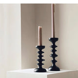 Black Geometric Solid Wood Candle Holder Tabletop Irregular Beech Decorative Ornaments Container