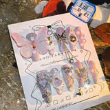 10Pcs High Quality Handmade Press on Nails Purple Jade Noble Elegant Luxurious Flower God Niche Style Spicy Drill  Decoration