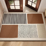 Modern Geometric Wire Loop Door Mat Water Absorbent Dirt Trapper Non-slip Rug for Home Entrance & Hallway