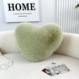Fox Fur Imitation Heart-Shaped Cushion Plush Sofa Pillow Available for Living Rooms and Bedrooms