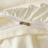 Korean Princess Style Lace Ruffles Wedding Bedding Set Seersucker Washed Cotton Soft Duvet Cover Set Bed Sheet Pillowcase 3/4Pcs