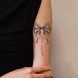 Herbal Tattoo Sticker Semi Permanent, Ink Wash Bow Butterfly Temporary Tattoo, Waterproof Long Lasting Arm Sticker for Women Gir