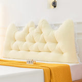 Korean Style  Pure Color Reading Pillow with Lace Trim Backrest  and Anti-Collision Waist Belt, Large Backrest Support Bolster