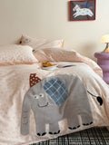 Korean Sle Cute Pure Cotton Bedding Set 3-4 Pieces Dormi Student Patchwork Embroidery Duvet Cover eet Bedding