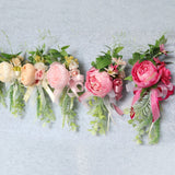 4pcs Artificial Peony Pew Flowers for Wedding Aisle Ceremony Chair Decoration Greenry with Rustic Wedding Outdoor Decor