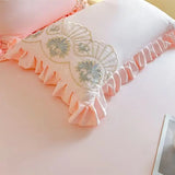 2pcs Lace Embroidery Pillowcase Lotus Leaf Pillow Cover Princess Girl Decoration Pillow Case White Pink Blue Bedding Pillow Sham