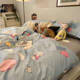 Ins Style Fashion Butterfly Bedding Set For Girls Boys Double Size Flat Sheet Duvet Cover Pillowcase Bed Linen Home Textile