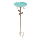 Bird Bath Feeder with Stake 77cm Height Adjustable Vintage Metal Standing Birdbath Birdfeeder for Garden Terrace Decoration