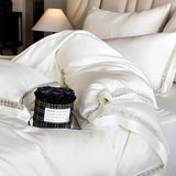 Lyocell Eucalyptus Fiber Soft Silky Cool Feeling Bedding Set Hollow Lace Wide Edge Duvet Cover Bed Sheet/Fitted Sheet Pillowcase