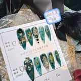 10Pcs High Quality Handmade Press on Nails Purple Jade Noble Elegant Luxurious Flower God Niche Style Spicy Drill  Decoration