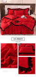 Princess Style Bedding Set Ruffle Duvet Cover With Lace Soft Four Piece Set Quilt Cover Bed Skirt Pillowcase Girls Bedroom Decor