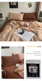 Hot Bedding Set Bedroom Decor Washed Cotton Double Duvet Cover Set Duvet Cover Flat Sheet Quilt Cover Pillowcase Home Textiles