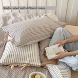 Double Sided Stripes Bow Pillow Case 48x74cm Soft Comfortable Covers Cotton Pillow Cover Pillow Sham for Beds Home Decoration
