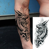 1 Sheet Compass Flower Temporary Tattoos For Women Men Adults Skull Lion Owl Tattoo Sleeve Sticker Black Fake