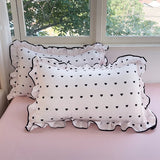 Heart Print Duvet Cover Set Princess Style Lace Ruffles Bedding Set Queen King Skin Friendly Soft Quilt Cover Sheet Pillowcases