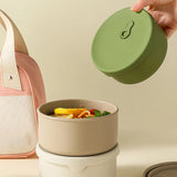 Silicone Food Storage Container 700ml Round Microwave-Safe Sealable Bowl Portable Lunch Box for Students and Office Workers
