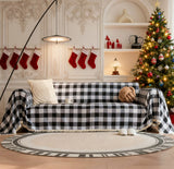 Christmas Plaid Couch Cover with Tassel Washable Covers Sofa Couch Furniture Seat Protector Slipcover Sofa Towel for Living Room