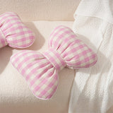 Cute Bedroom Bedside Pillow Home Decor Waist-Support Creative Plaid Bow Decorative