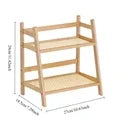 Double Layer Wooden Desktop Display Storage Rack Kitchen Cabinet Holders Spice Racks Storage Shelf for Kitchen Desktop Organizer