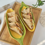 Cartoon creative hand-painted corn ceramic plate relief personalized trend fruit plate snack plate refreshment plate 2PCS