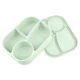 Rectangular Silicone 4 Grid Lunch Box Heat Resistant Leak Proof Food Box Microwavable With Compartments Picnic Box Office