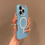 Luxury Candy Tile Ribbed Luggage Texture Magsafe Wireless Charge Case For iPhone 17 16 15 14 13 12 Pro Max 11 17 Magnetic Cover