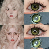 2pcs Blue Big Eyes Colored Contact Lenses Green Butterfly Series Lenses with Degree 0~-8.00 for Eyes Makeup Soft Pupils