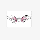 Temporary Tattoo Sticker Pink Black Butterfly Heart Tattoo for Women Hipster Waist Clavicle Waterproof Long Lasting Large Patter