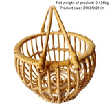 Handwoven Round Rattan Wicker Basket Fruit Tea Snack Bread Picnic Cosmetic Storage Box Kitchen Supplies Household Organizer