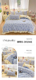 Black Lace Ruffles Korean Bow Decor Bedding Set Duvet Cover Pillowcase Washed Cotton Four-Piece Sets Soft Quilt Cover Bed Sheet