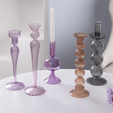 European Style Hand Blown Lilac Glass Candle Holder High Quality Decorative Wedding Table Centerpiece Party Decor Candlestick