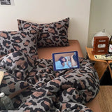 3/4Pcs Bedding Set Leopard Print Bed Sheet Duvet Cover Pillowcase Beddings Sets Full Double Four-Season Muslin Three-Piece Set